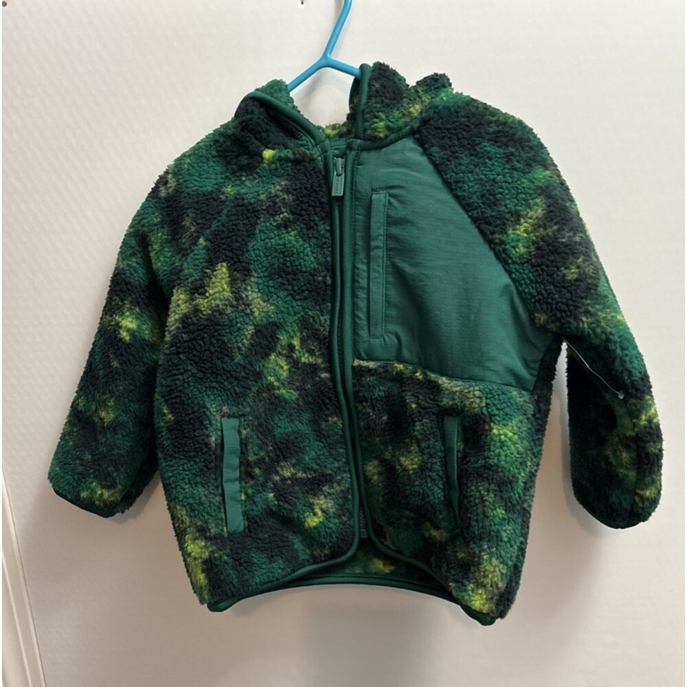 Old Navy Boys Toddler 2T FLEECE ZIP FRONT JACKET Green CAMOUFLAGE NWOT Gift